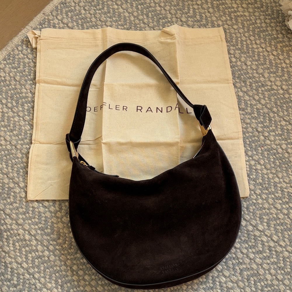 Loeffler Randall Harlow Shoulder Bag | Dark Chocolate Suede | Dust Bag Included